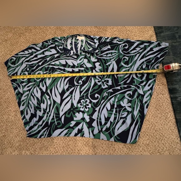 Belle by Kim Gravel Bohemian Floral Frenzy Tunic Top Blue Green Fall Outfit - Picture 5 of 7